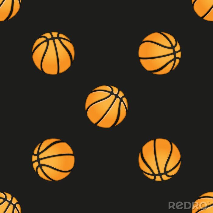 Tapete Universal-Vektor-Basketball-Muster nahtlose Fliesen. Sport-Thema mit Kugeln.