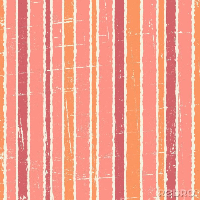 Tapete Unregelmäßige Streifen in Rosa und Orange