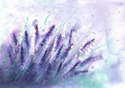 Unscharfer Lavendel auf pastellfarbenem Hintergrund