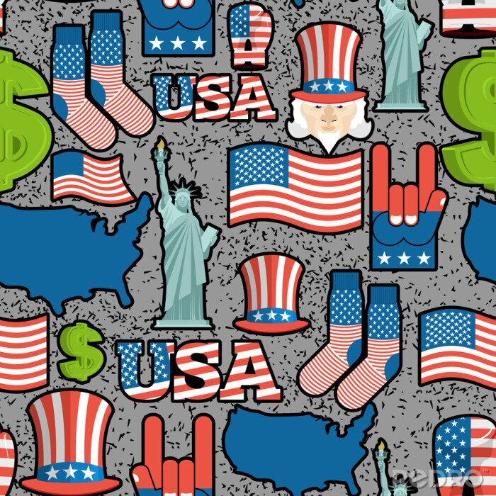 Tapete USA patriotischen Symbol nahtlose Muster Grunge-Stil. Sprühfarbe