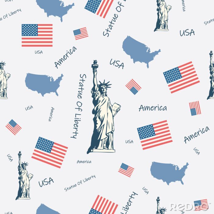 Tapete USA, United States of America symbols seamless pattern print
