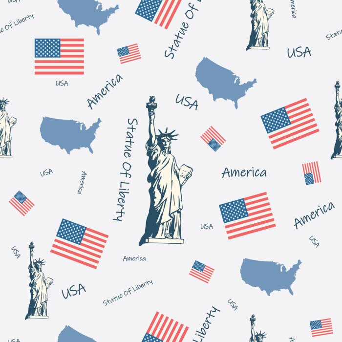 Tapete USA, United States of America symbols seamless pattern print