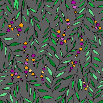 Tapete Vector Blumenmuster in der Gekritzelart mit Blumen und Blättern. Sanft, Frühling Blumen Hintergrund.