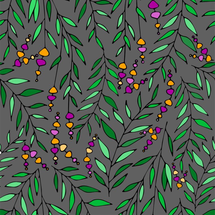 Tapete Vector Blumenmuster in der Gekritzelart mit Blumen und Blättern. Sanft, Frühling Blumen Hintergrund.