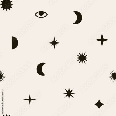 Tapete Vector Boho textured silhouettte monochrome drawing