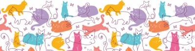Vector Bunte Katzen Horizontal Nahtlose Muster Hintergrund