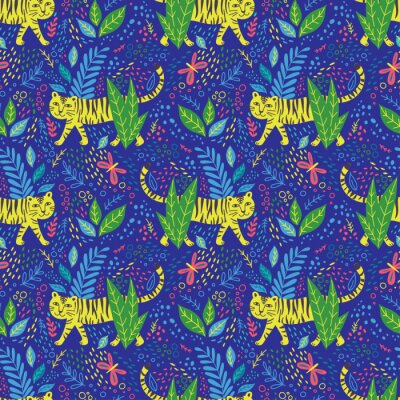Tapete Vector childish tiger seamless pattern