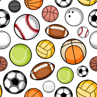 Tapete Vector colorful sport balls seamless pattern or background