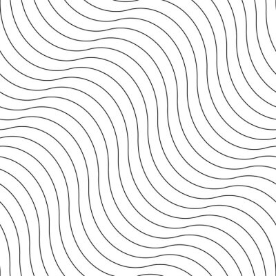 Tapete Vector creative seamless outline pattern. Striped endless wave texture. White repeatable minimalistic background with black wavy lines