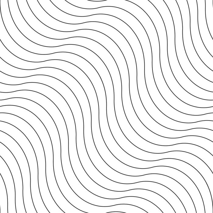 Tapete Vector creative seamless outline pattern. Striped endless wave texture. White repeatable minimalistic background with black wavy lines