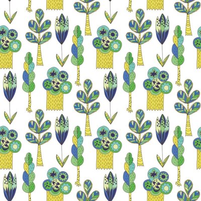 Tapete Vector doodle Muster mit Bäumen