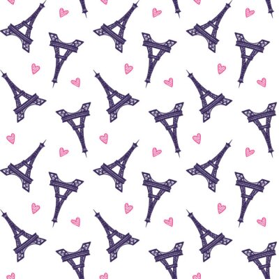 Tapete Vector Eiffeltürme romantische nahtlose Muster