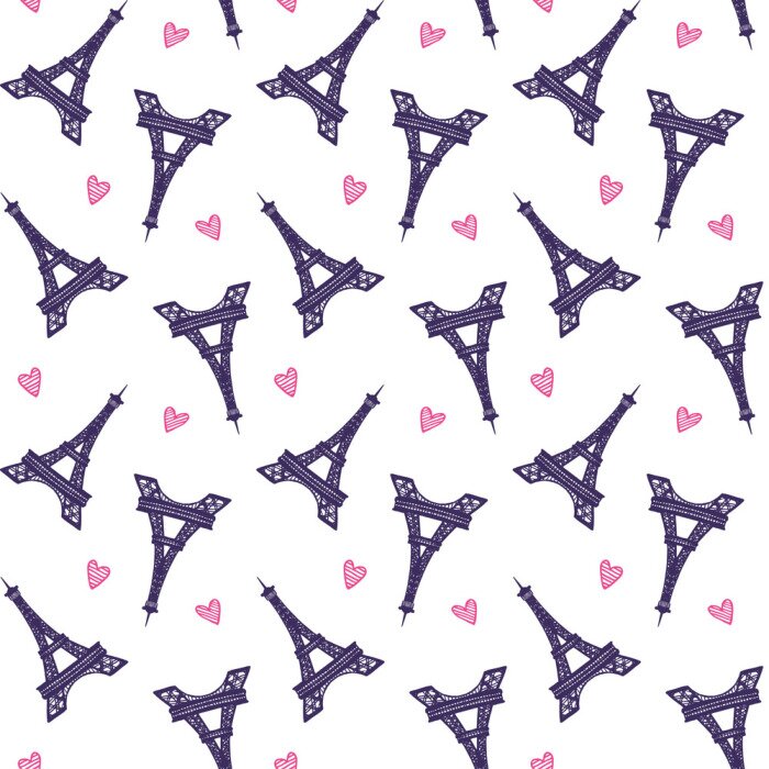 Tapete Vector Eiffeltürme romantische nahtlose Muster