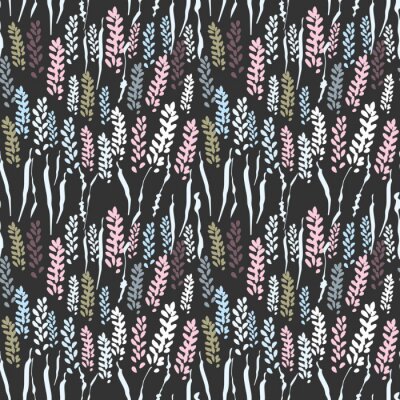 Tapete Vector floral nahtlose Muster mit stilisierten Lavendel Blumen und Gras.
