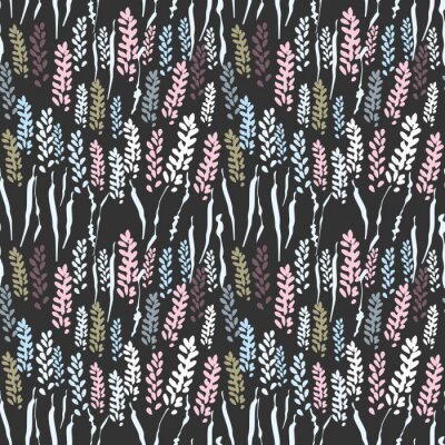 Tapete Vector floral nahtlose Muster mit stilisierten Lavendel Blumen und Gras.