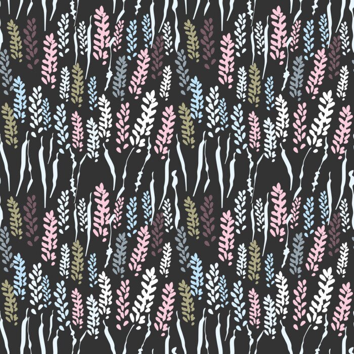 Tapete Vector floral nahtlose Muster mit stilisierten Lavendel Blumen und Gras.
