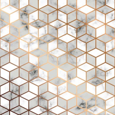  Vector Marmorbeschaffenheit, nahtloses Musterdesign mit goldenen geometrischen Linien und Würfel, marmelnde Schwarzweiss-Oberfläche, moderner luxuriöser Hintergrund