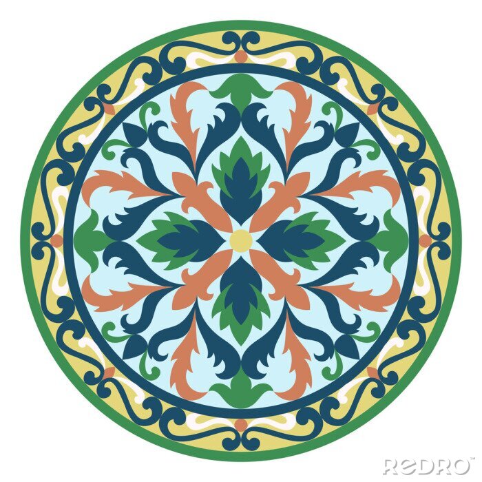 Tapete Vector Mosaic Classic and Floral Round Medallion