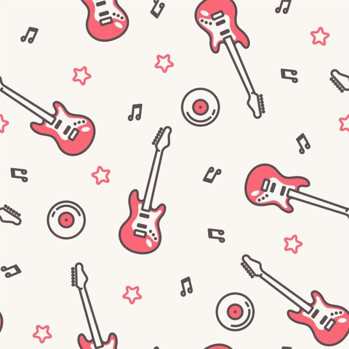 Tapete Vector Musik-Muster mit Gitarren.