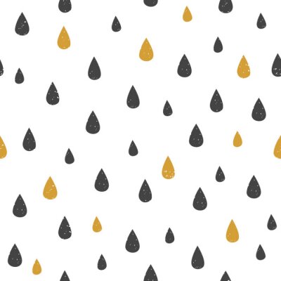 Tapete Vector Nahtlose Muster mit Wassertropfen Punkte. Schwarz und Gold Tropfen auf weißem Hintergrund. Moderne abstrakte Textur