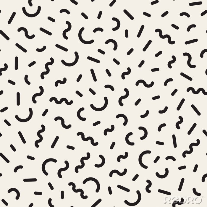 Tapete Vector Nahtlose Schwarz-Weiß-Jumble Geometrische Zeilen Memphis-Muster