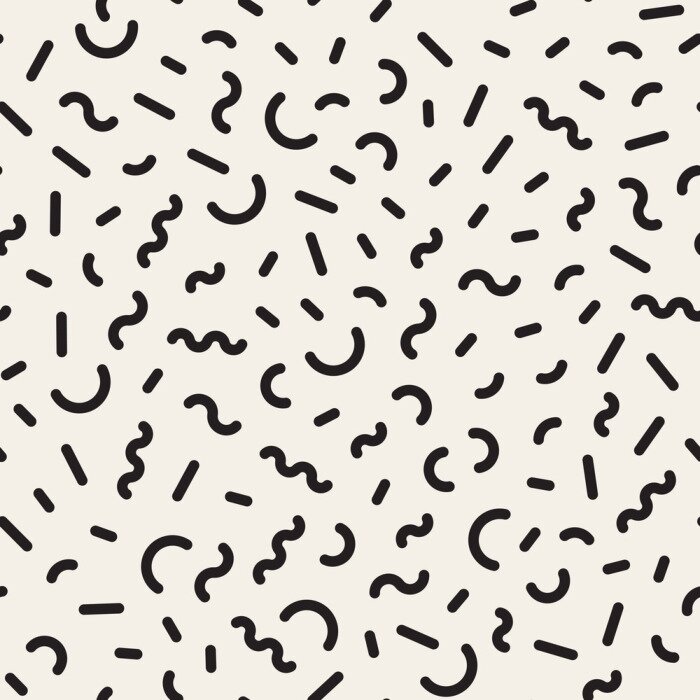 Tapete Vector Nahtlose Schwarz-Weiß-Jumble Geometrische Zeilen Memphis-Muster