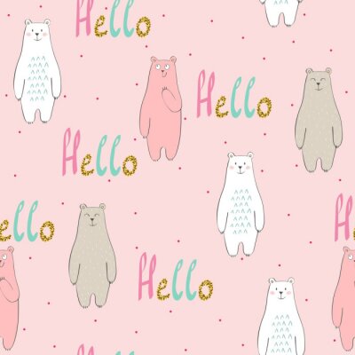 Tapete Vector niedlichen nahtlose Muster mit Cartoon Bär