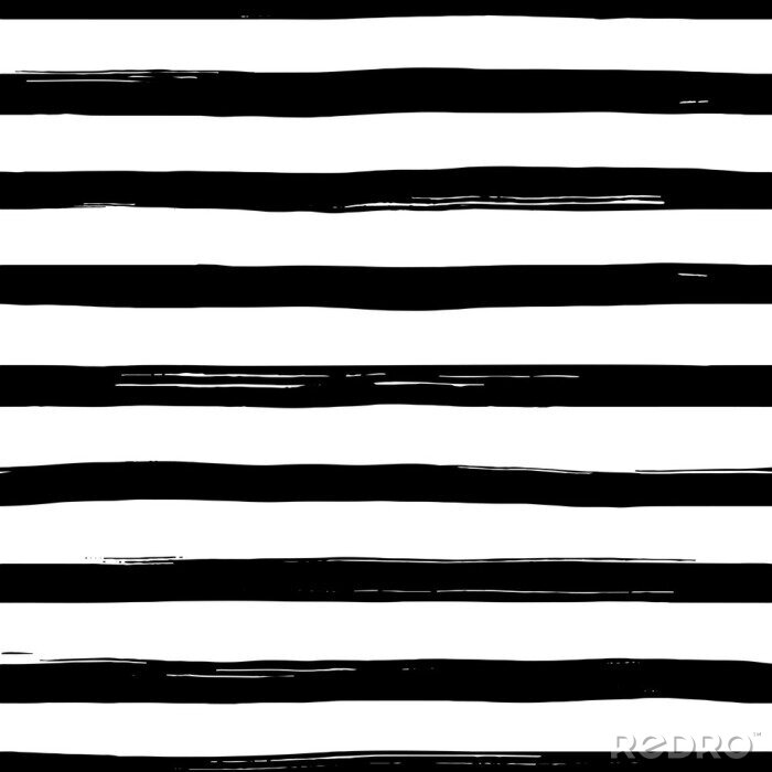Tapete Vector seamles striped pattern. Hand drawn grunge black and white stripes.