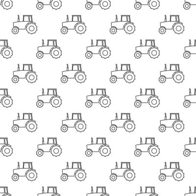 Tapete Vector seamless pattern with linear tractors. Seamless pattern.