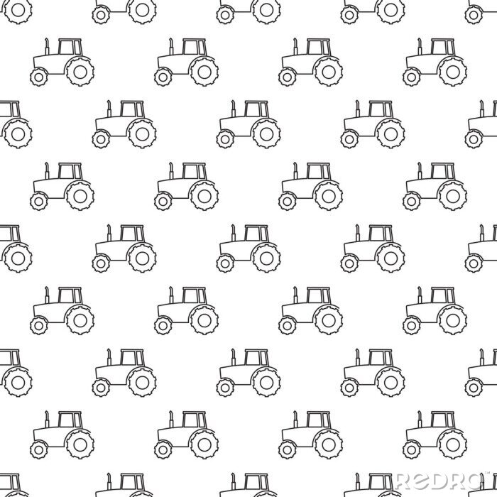 Tapete Vector seamless pattern with linear tractors. Seamless pattern.