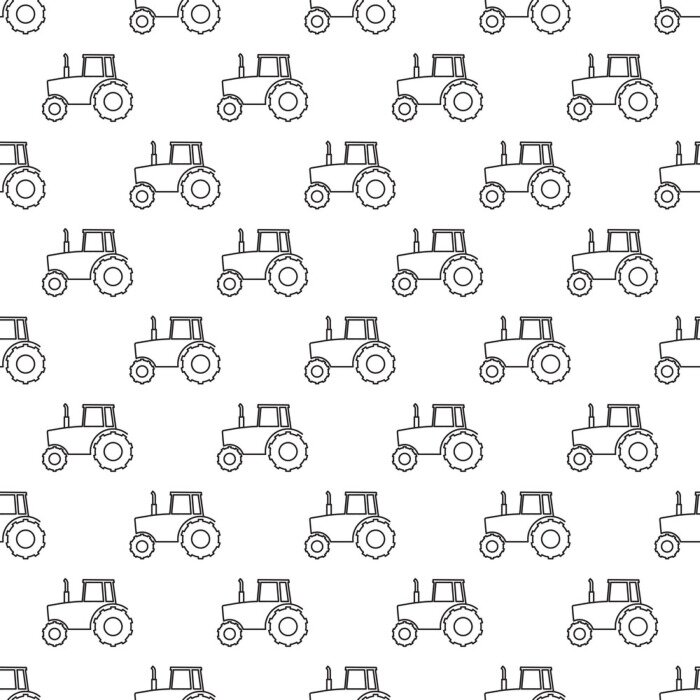 Tapete Vector seamless pattern with linear tractors. Seamless pattern.