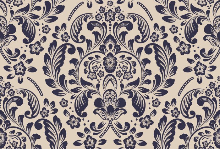 Tapete Vektor Damast nahtloses Musterelement. Klassische Luxus altmodische Damastverzierung, königliche viktorianische nahtlose Beschaffenheit für Tapeten, Textil, Verpackung. Exquisite Blumenbarockschablone