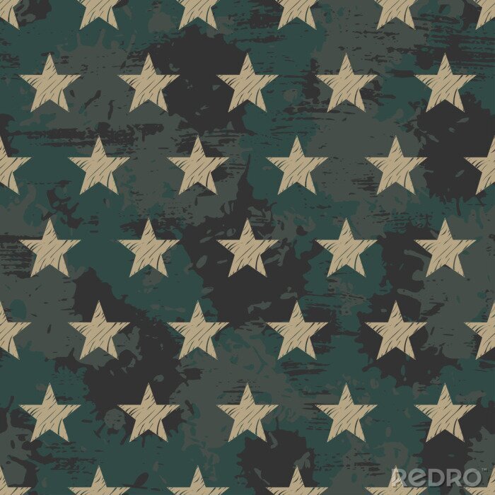 Tapete Vektor nahtlose Grunge militärischen Muster mit Sternen