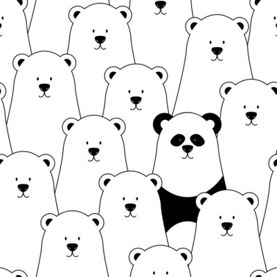 Tapete Vektor nahtlose Muster mit weißen Eisbären und Panda