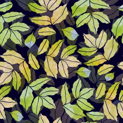 Tapete Vektor nahtlose Muster von Herbst Aquarell Blätter
