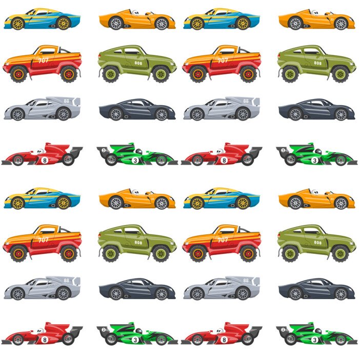 Tapete Vektor nahtlose Musterhintergrund Luxusautotransport detailliertes Auto-Geschäftstransportdesign