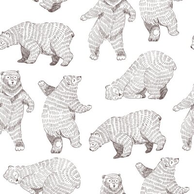 Tapete Vektor nahtloser Hintergrund mit Hand gezeichneten lustigen Bären. Stilvolles Hipster-Design