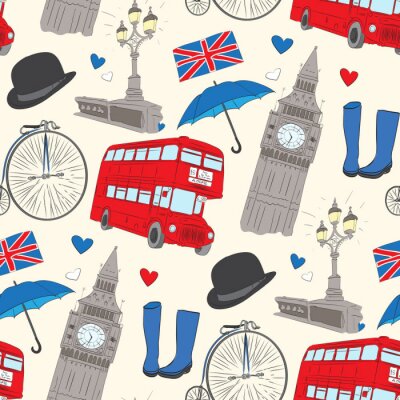Tapete Vektorhand gezeichnetes London-Muster