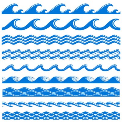 Tapete Verschiedene Arten von Wellen auf weißem Hintergrund
