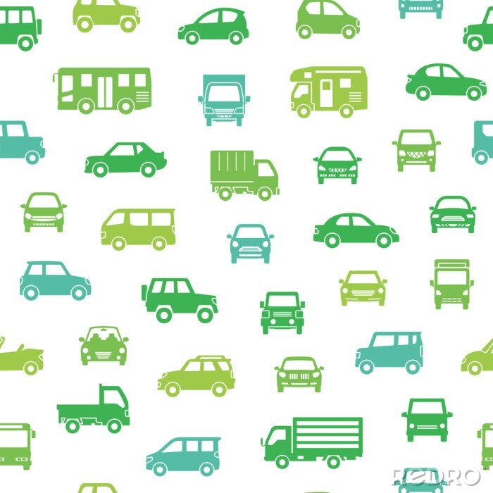 Tapete Verschiedene Auto Ikonen nahtlose Muster Hintergrund (Silhouette) Öko-Farbe