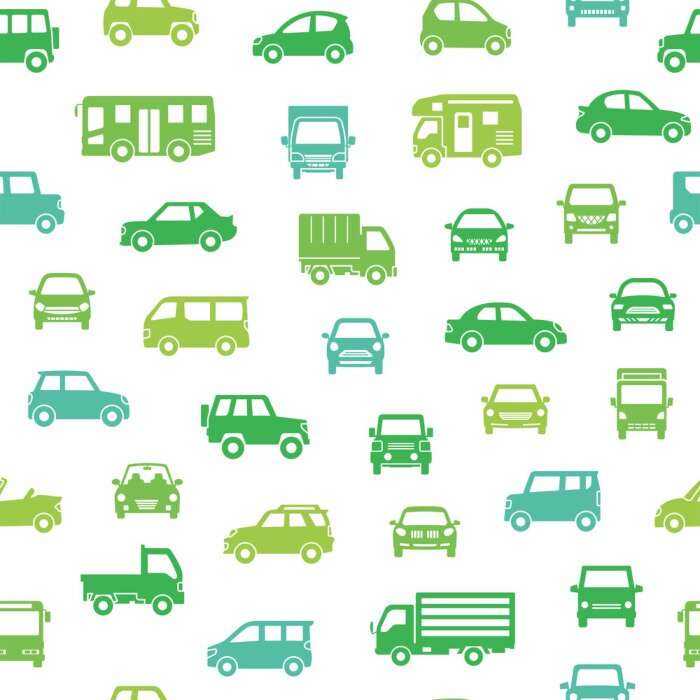 Tapete Verschiedene Auto Ikonen nahtlose Muster Hintergrund (Silhouette) Öko-Farbe
