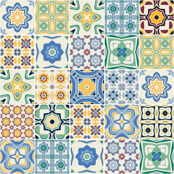 Tapete verzierte portugiesische dekorative Fliesen. Vektor.