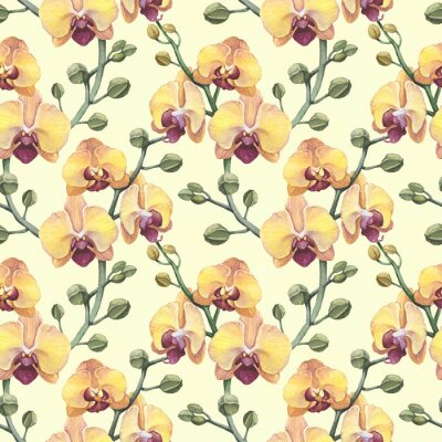 Vintage nahtlose Muster mit Aquarell Orchidee Blumen