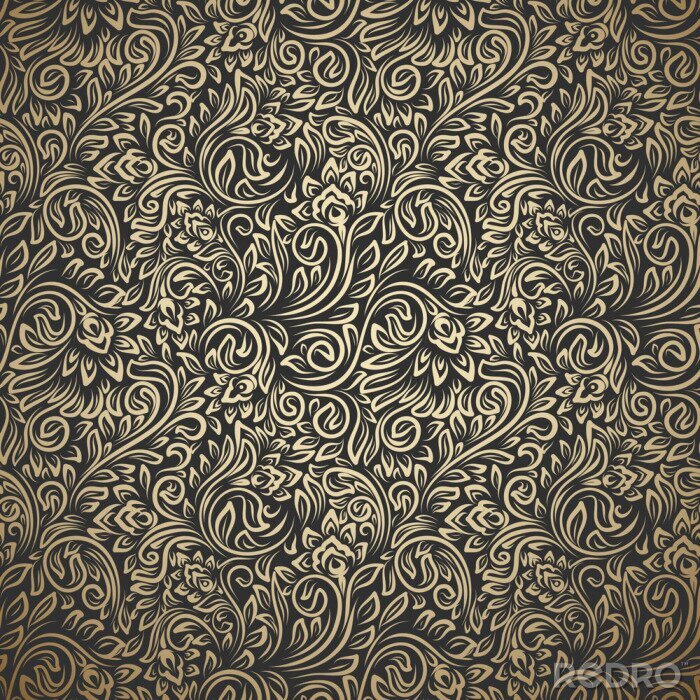 Tapete Vintage seamless pattern with curls