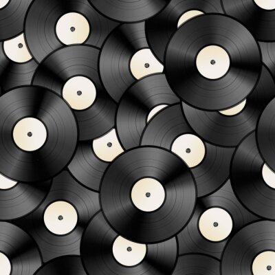 Tapete Vintage Vinyl-Discs, retro nahtlose Muster