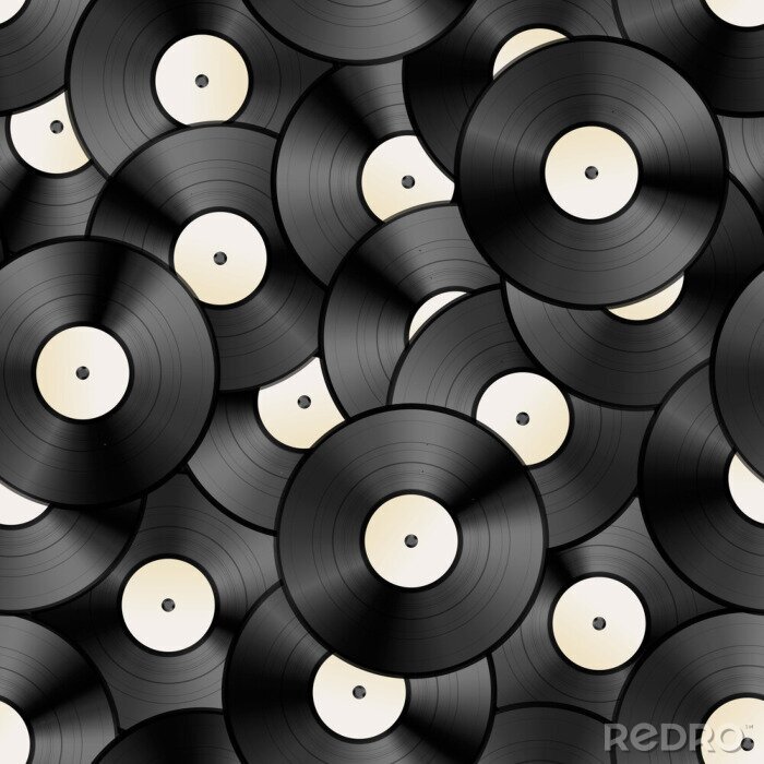 Tapete Vintage Vinyl-Discs, retro nahtlose Muster