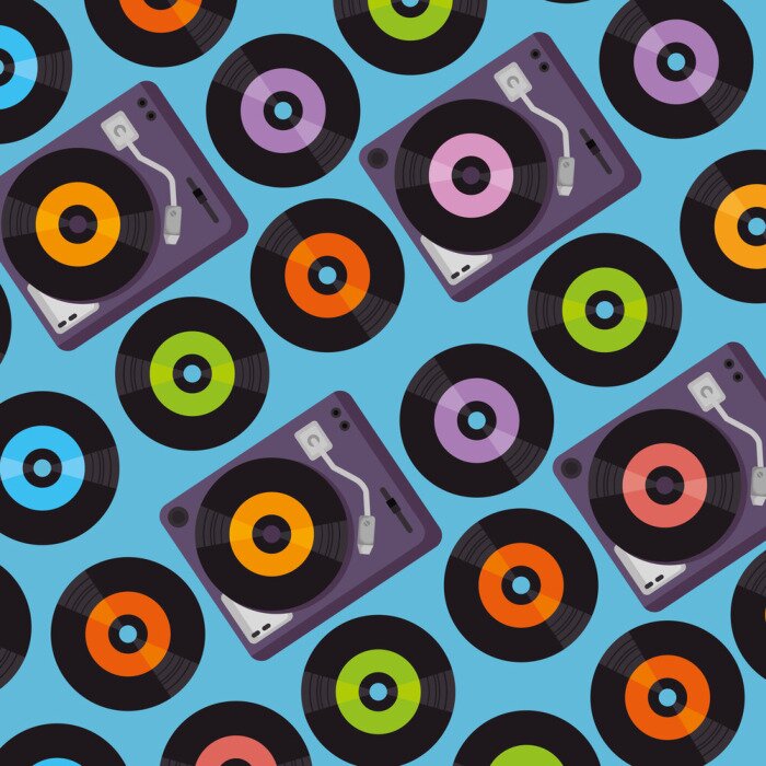 Tapete Vinyl Plattenspieler Gerät Muster Hintergrund