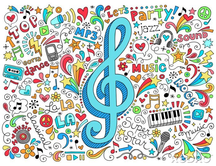 Tapete Violinschlüssel im Pop-Art-Stil