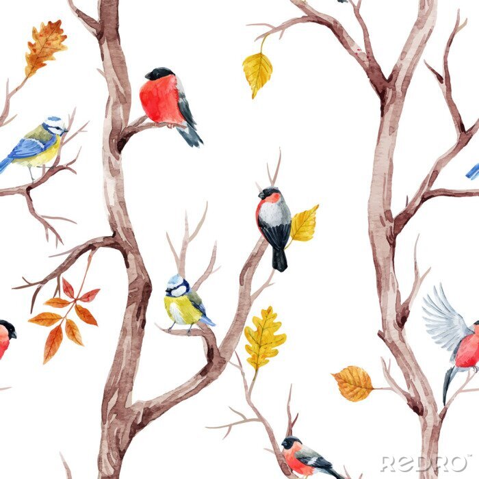 Tapete Vögel auf dem Baum