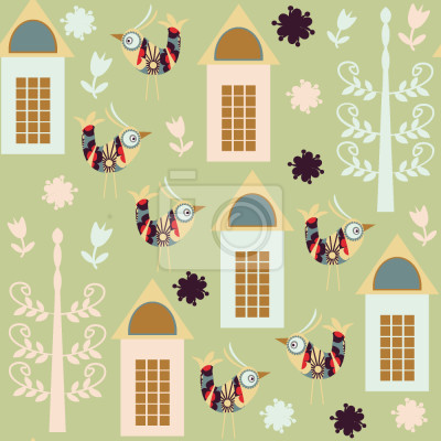 Tapete Vögel im Frühling